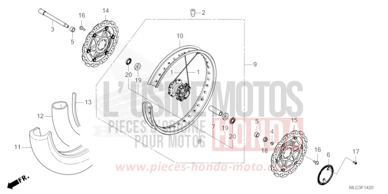 FRONT WHEEL for Transalp 750 MAT IRIDIUM GRAY METALLIC (NHC64) from 2023